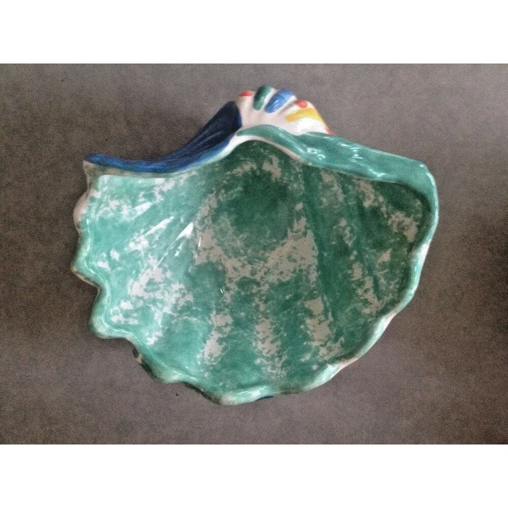 ITALY Shell Bowls Ceramic Conch Clam Set of 2 VINTAGE 80s